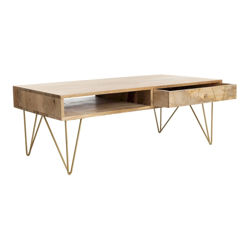 Table basse de salon à 1 tiroir et 1 étagère - 43 L x 21,6 P x 16 H - 43Lx22Px16H