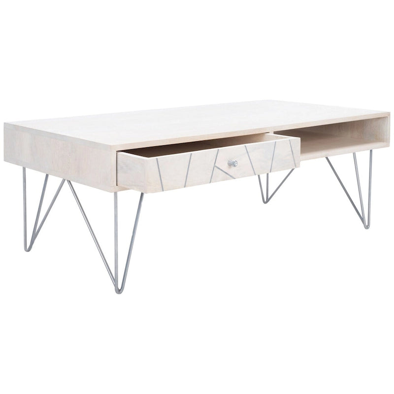 Table basse de salon à 1 tiroir et 1 étagère - 43 L x 21,6 P x 16 H - 43Lx22Px16H
