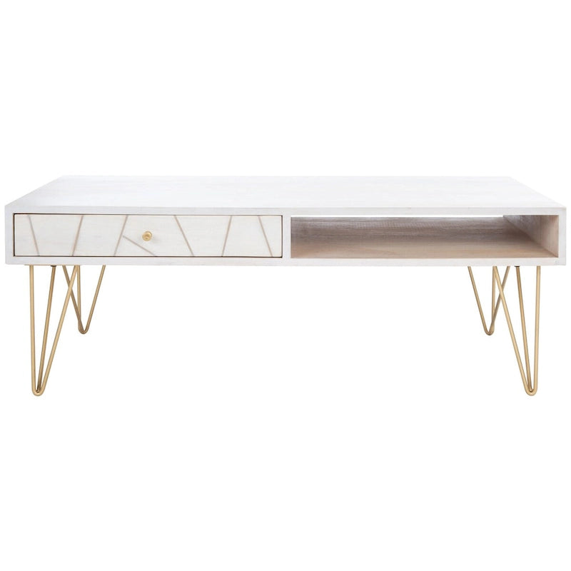 Table basse de salon à 1 tiroir et 1 étagère - 43 L x 21,6 P x 16 H - 43Lx22Px16H