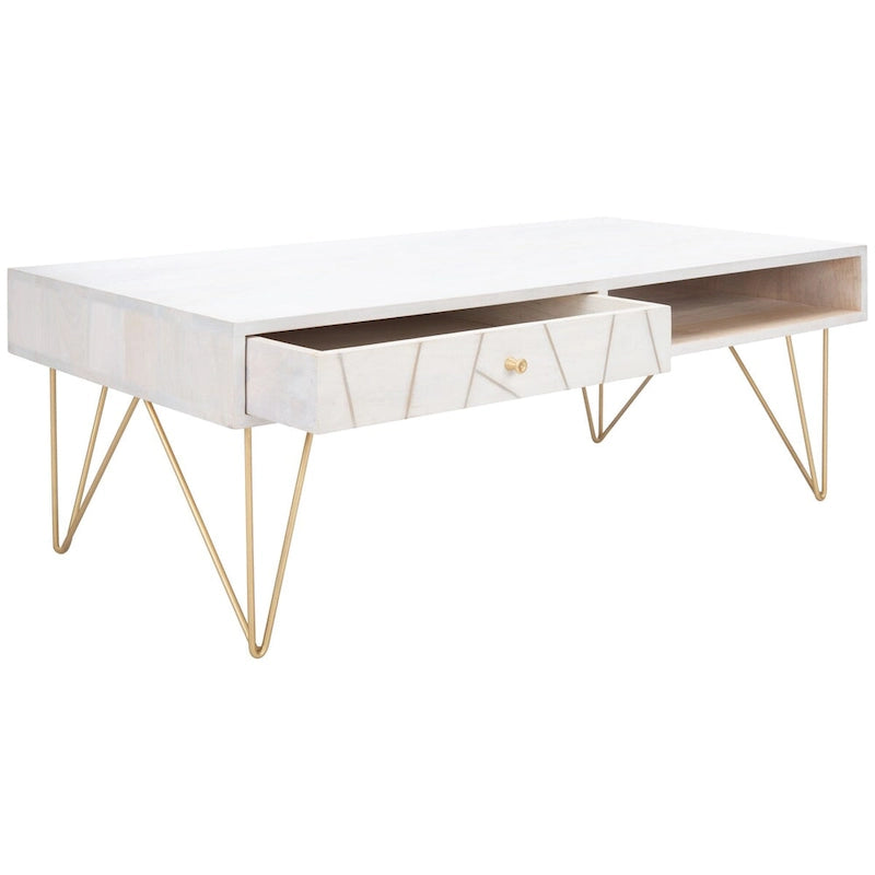 Table basse de salon à 1 tiroir et 1 étagère - 43 L x 21,6 P x 16 H - 43Lx22Px16H