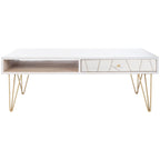 Table basse de salon à 1 tiroir et 1 étagère - 43 L x 21,6 P x 16 H - 43Lx22Px16H