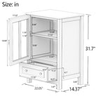 Meuble de rangement buffet avec portes vitrées et poignée cloche unique - 22,05x14,37x31,69