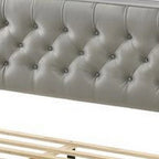Lit Queen Size élégant, liseré LED, tête de lit capitonnée, blanc
