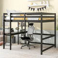 Lit mezzanine double avec bureau, étagères et échelle