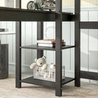 Lit mezzanine double avec bureau, étagères et échelle