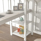 Lit mezzanine double avec bureau, étagères et échelle