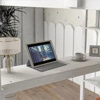 Lit mezzanine double avec bureau, étagères et échelle