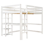 Lit mezzanine double avec bureau, étagères et échelle