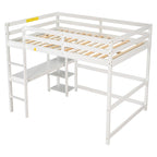 Lit mezzanine double avec bureau, étagères et échelle