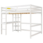 Lit mezzanine double avec bureau, étagères et échelle