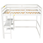 Lit mezzanine double avec bureau, étagères et échelle