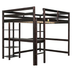 Lit mezzanine double avec bureau, étagères et échelle