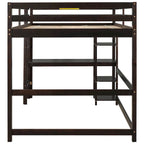 Lit mezzanine double avec bureau, étagères et échelle