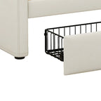Lit de repos rembourré moderne et élégant de taille double avec rangement et garniture cloutée