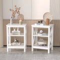  Set of 2 Nightstand Bedside Table, Modern Small Side End Table with Open Storage Shelves