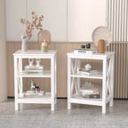 Set of 2 Nightstand Bedside Table, Modern Small Side End Table with Open Storage Shelves