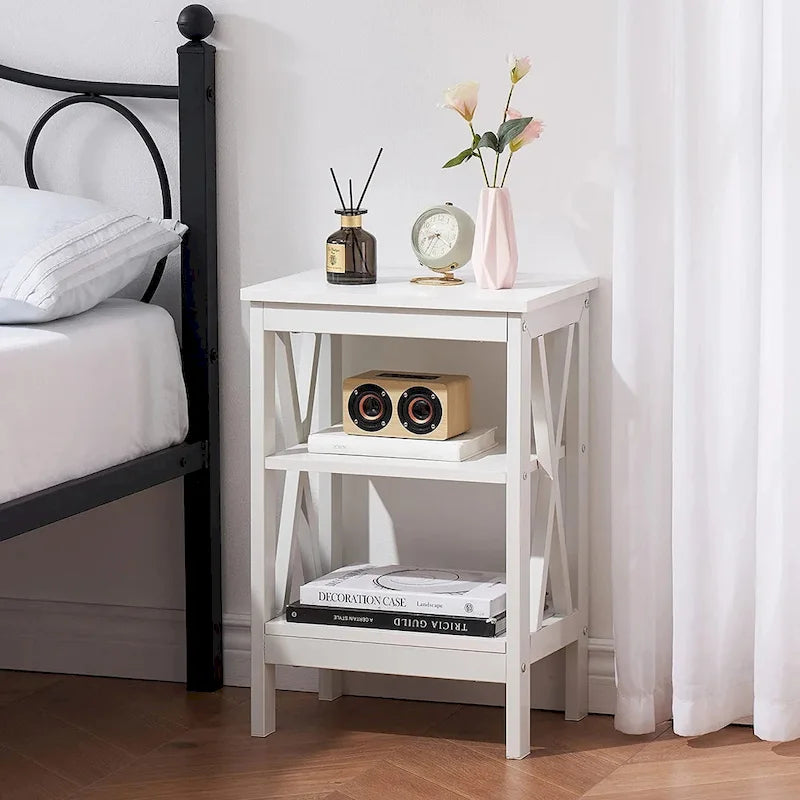 Lot de 2 tables de chevet, petites tables d'appoint modernes avec étagères de rangement ouvertes
