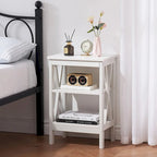 Lot de 2 tables de chevet, petites tables d'appoint modernes avec étagères de rangement ouvertes