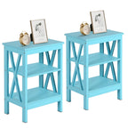 Lot de 2 tables de chevet, petites tables d'appoint modernes avec étagères de rangement ouvertes