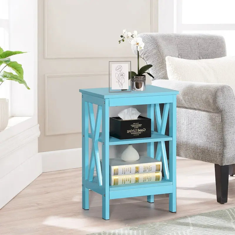 Lot de 2 tables de chevet, petites tables d'appoint modernes avec étagères de rangement ouvertes