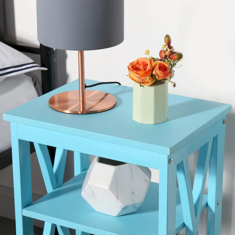Lot de 2 tables de chevet, petites tables d'appoint modernes avec étagères de rangement ouvertes