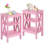 Lot de 2 tables de chevet, petites tables d'appoint modernes avec étagères de rangement ouvertes