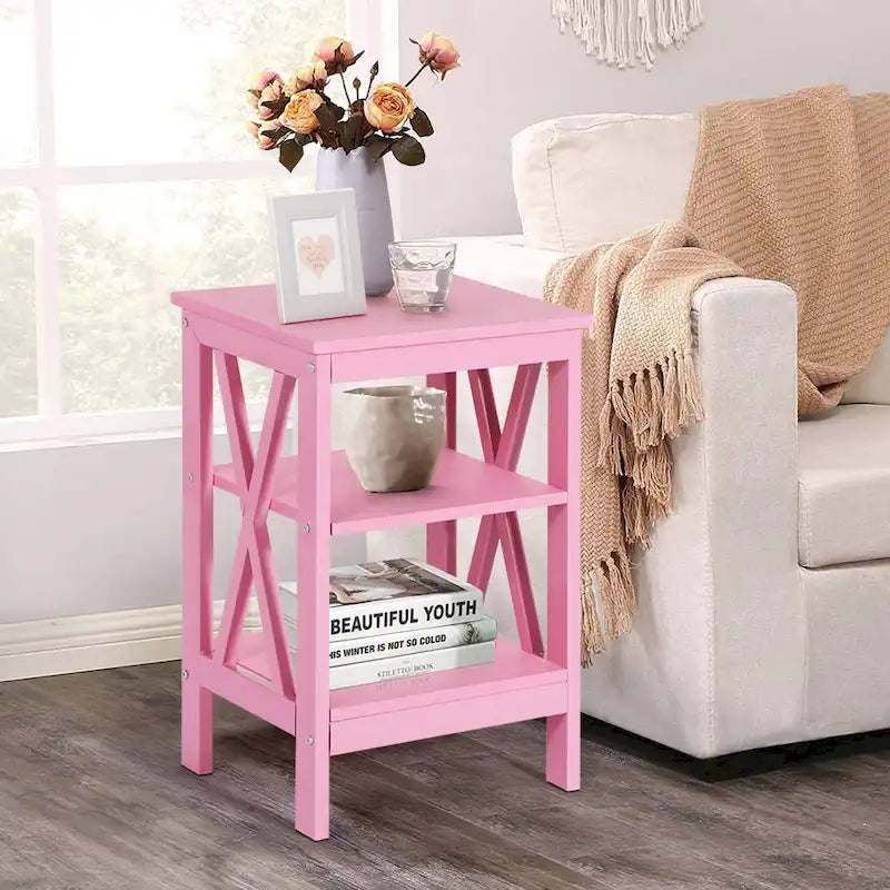 Lot de 2 tables de chevet, petites tables d'appoint modernes avec étagères de rangement ouvertes
