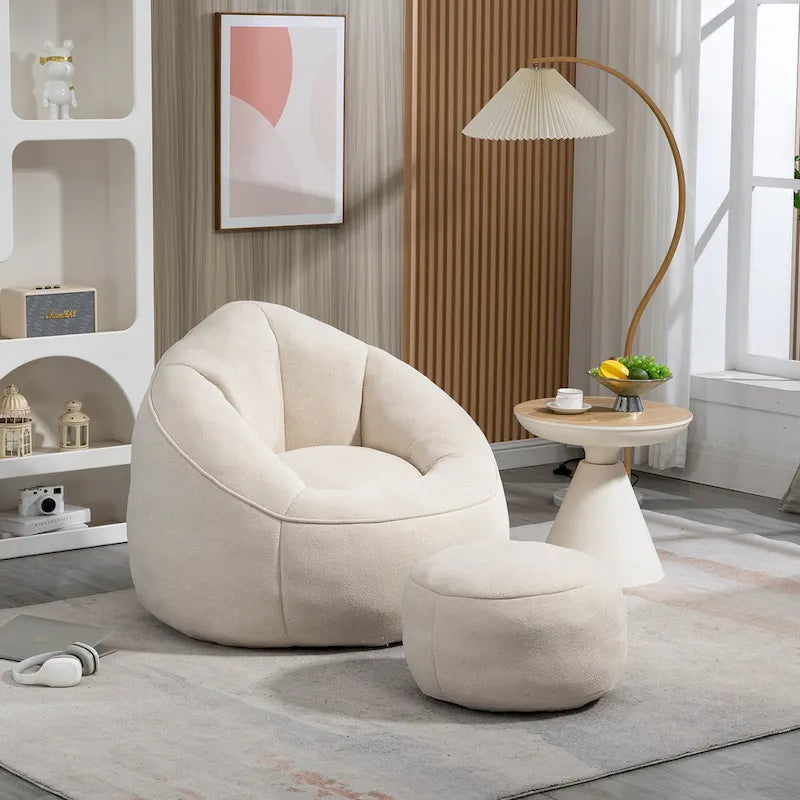Fauteuil poire-lit avec repose-pieds