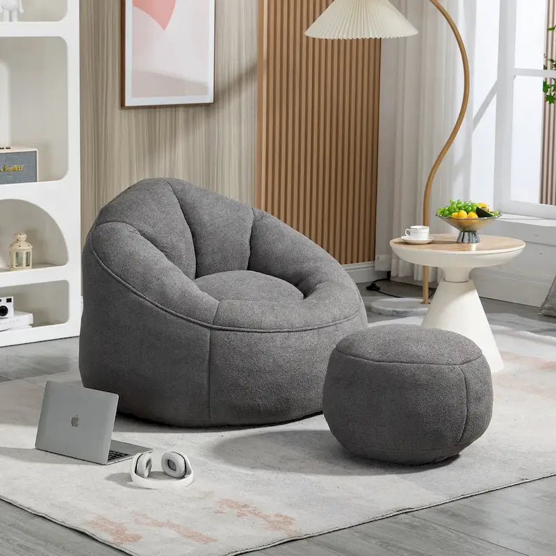 Fauteuil poire-lit avec repose-pieds