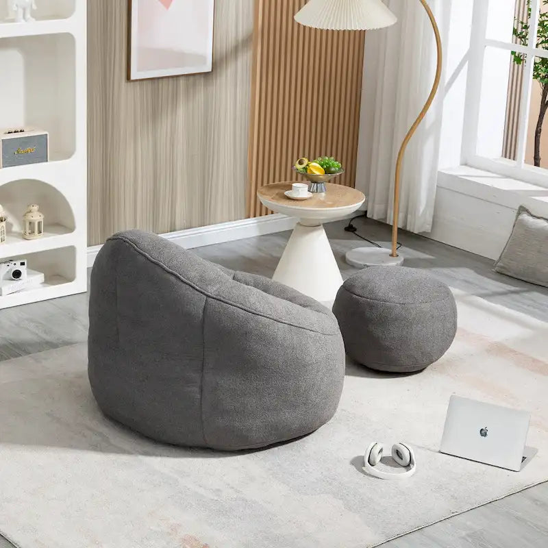Fauteuil poire-lit avec repose-pieds