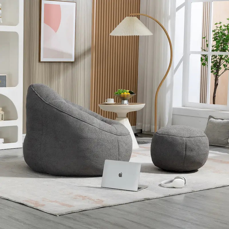 Fauteuil poire-lit avec repose-pieds