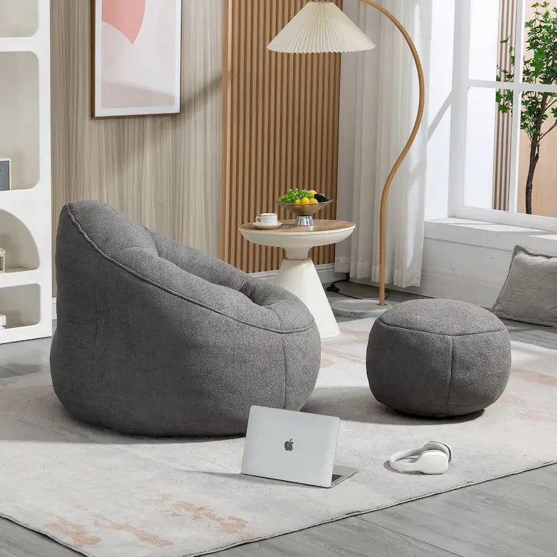 Fauteuil poire-lit avec repose-pieds
