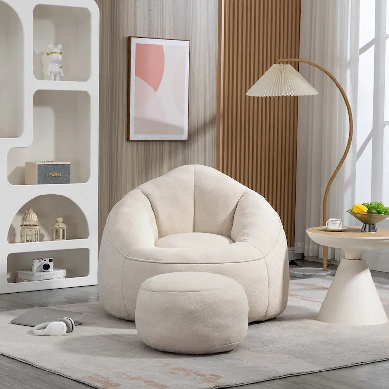 Fauteuil poire-lit avec repose-pieds