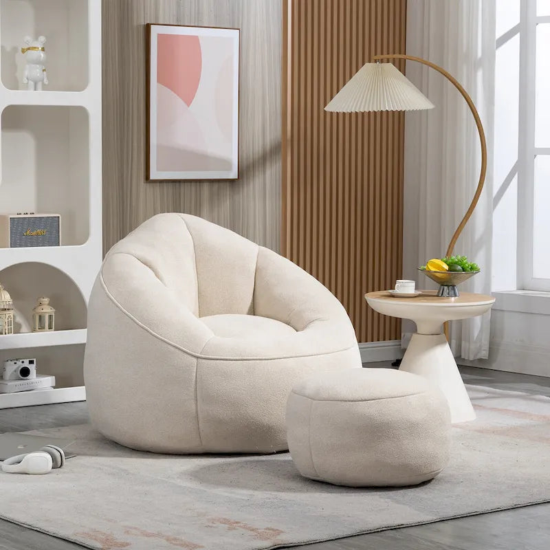 Fauteuil poire-lit avec repose-pieds