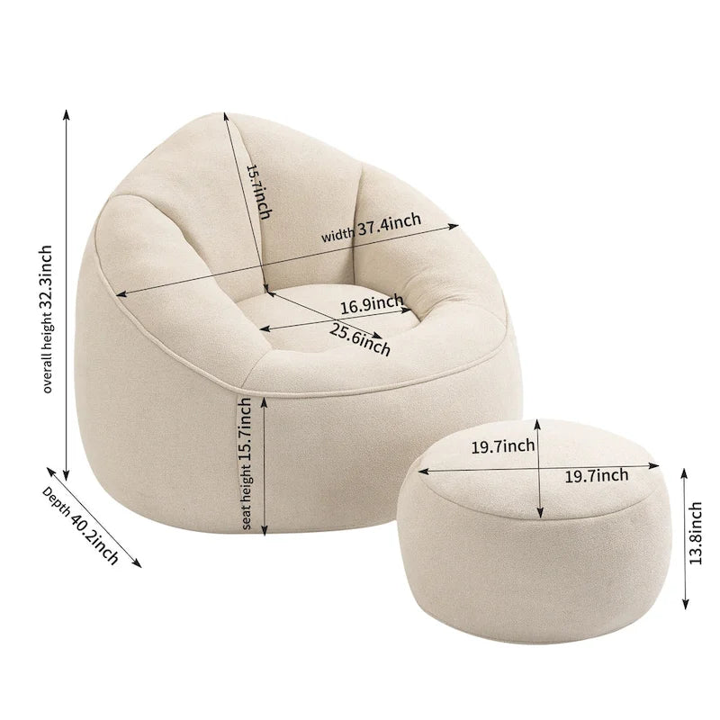 Fauteuil poire-lit avec repose-pieds