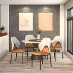 Chaise de salle à manger en cuir, fer noir, moderne, rembourrée, chaise d'appoint pour cuisine
