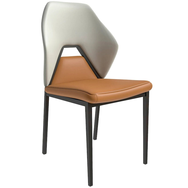 Chaise de salle à manger en cuir, fer noir, moderne, rembourrée, chaise d'appoint pour cuisine