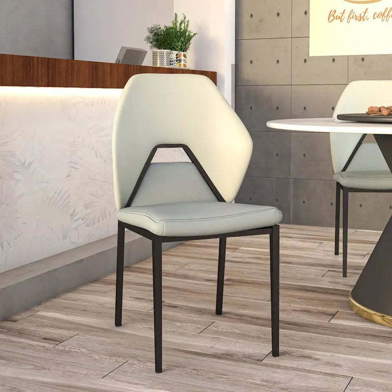 Chaise de salle à manger en cuir, fer noir, moderne, rembourrée, chaise d'appoint pour cuisine
