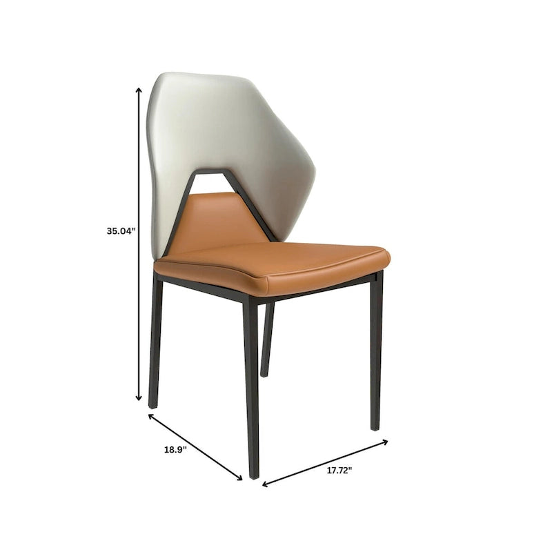 Chaise de salle à manger en cuir, fer noir, moderne, rembourrée, chaise d'appoint pour cuisine