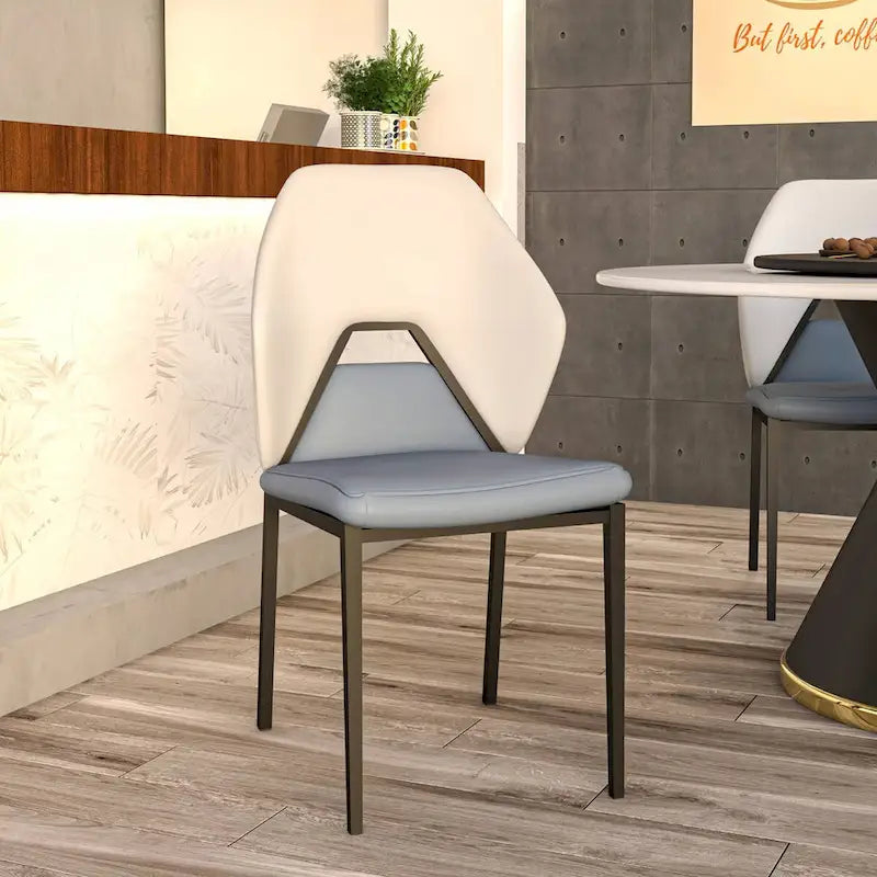 Chaise de salle à manger en cuir, fer noir, moderne, rembourrée, chaise d'appoint pour cuisine
