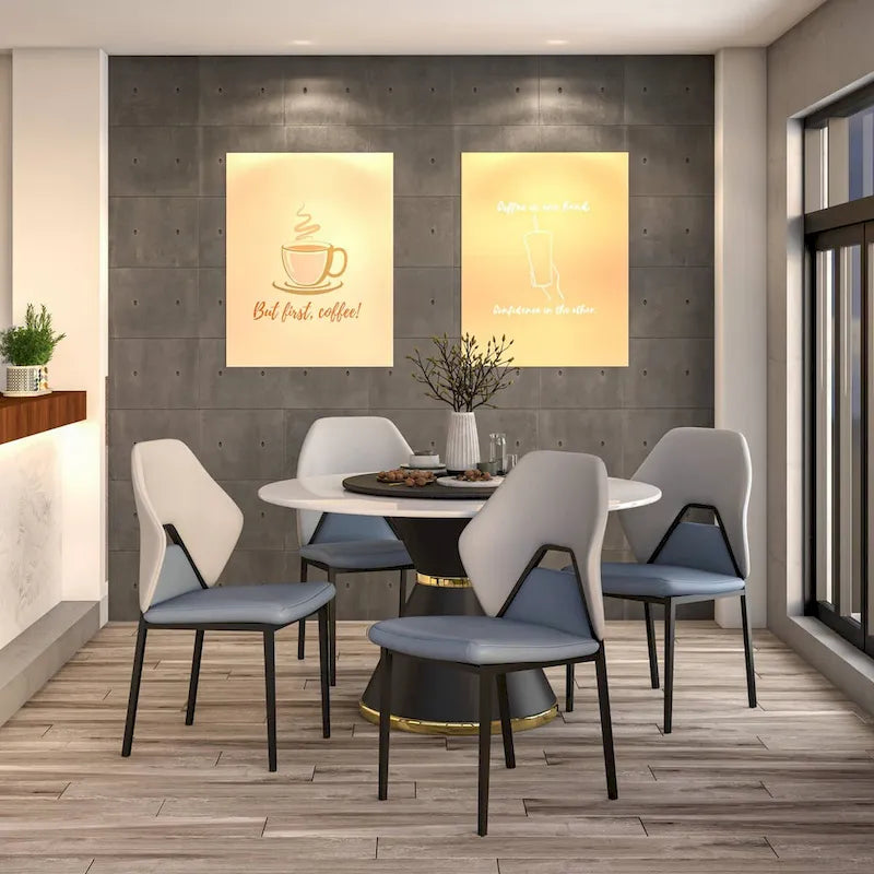 Chaise de salle à manger en cuir, fer noir, moderne, rembourrée, chaise d'appoint pour cuisine
