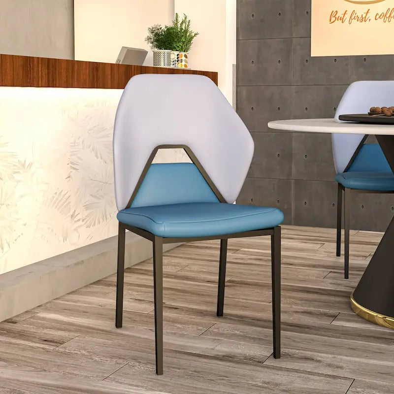 Chaise de salle à manger en cuir, fer noir, moderne, rembourrée, chaise d'appoint pour cuisine