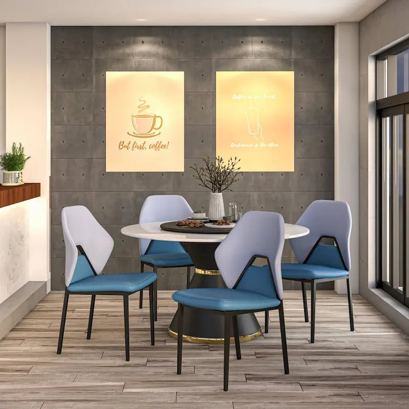 Chaise de salle à manger en cuir, fer noir, moderne, rembourrée, chaise d'appoint pour cuisine