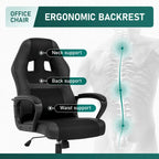 Chaise de bureau pivotante ergonomique moderne noire, réglable en hauteur, avec massage lombaire vibrant