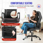 Chaise de bureau pivotante ergonomique moderne noire, réglable en hauteur, avec massage lombaire vibrant