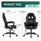 Chaise de bureau pivotante ergonomique moderne noire, réglable en hauteur, avec massage lombaire vibrant