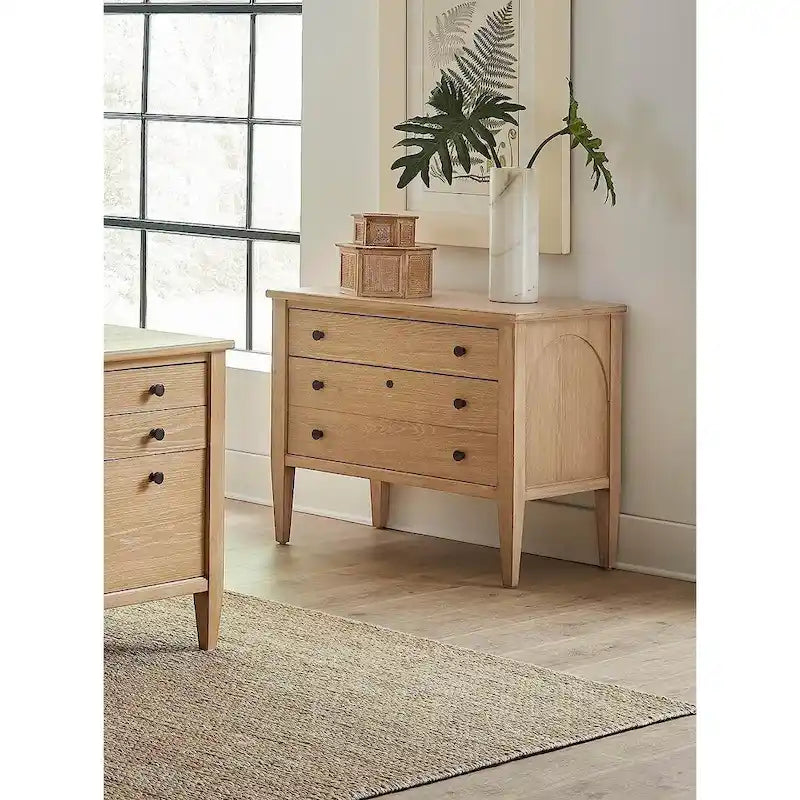 Classeur latéral en bois moderne, tiroir de rangement, tiroir de classement de bureau, entièrement assemblé, marron clair