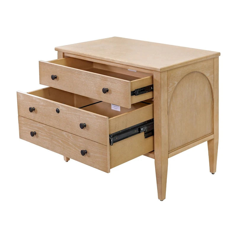 Classeur latéral en bois moderne, tiroir de rangement, tiroir de classement de bureau, entièrement assemblé, marron clair
