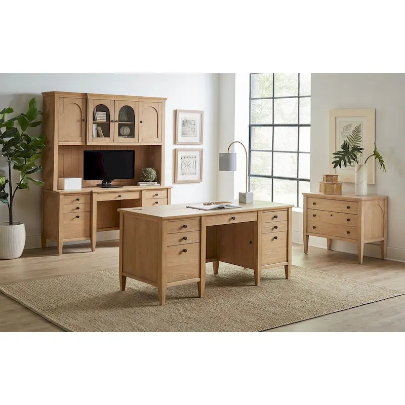 Classeur latéral en bois moderne, tiroir de rangement, tiroir de classement de bureau, entièrement assemblé, marron clair