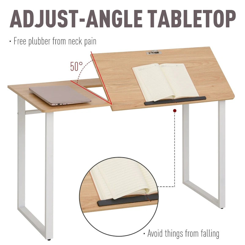 Table d'écriture moderne avec plateau inclinable et réglable en hauteur